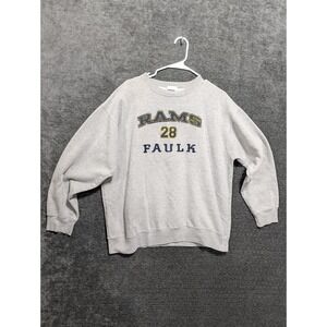 Vintage Sport Attack St Louis Rams Marshall Faulk 28 Sweatshirt Gray Mens XL